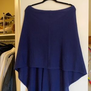 Navy blue cashmere poncho